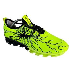 Bronax Men's Black Yellow Lightning Design Lace Up Athletic Sneakers Shoes 10